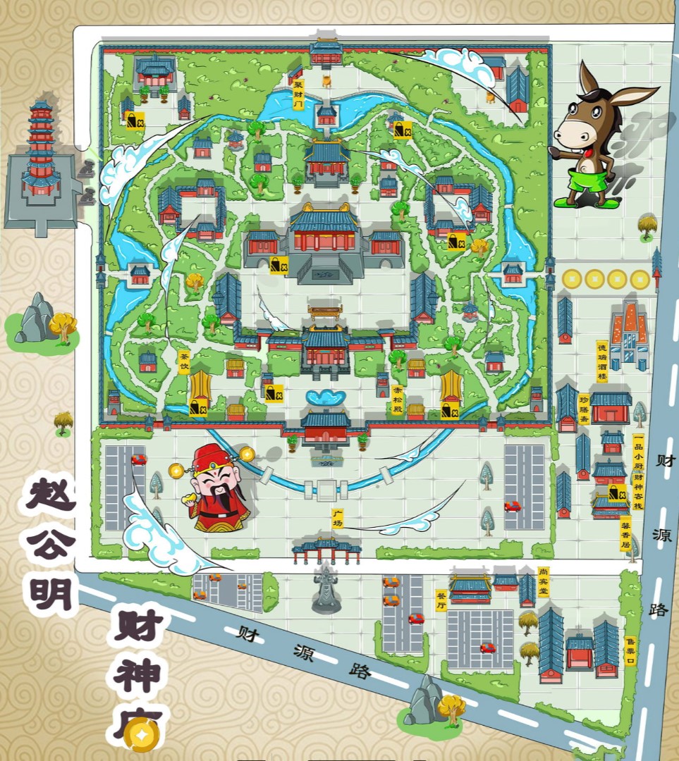 襄阳寺庙类手绘地图
